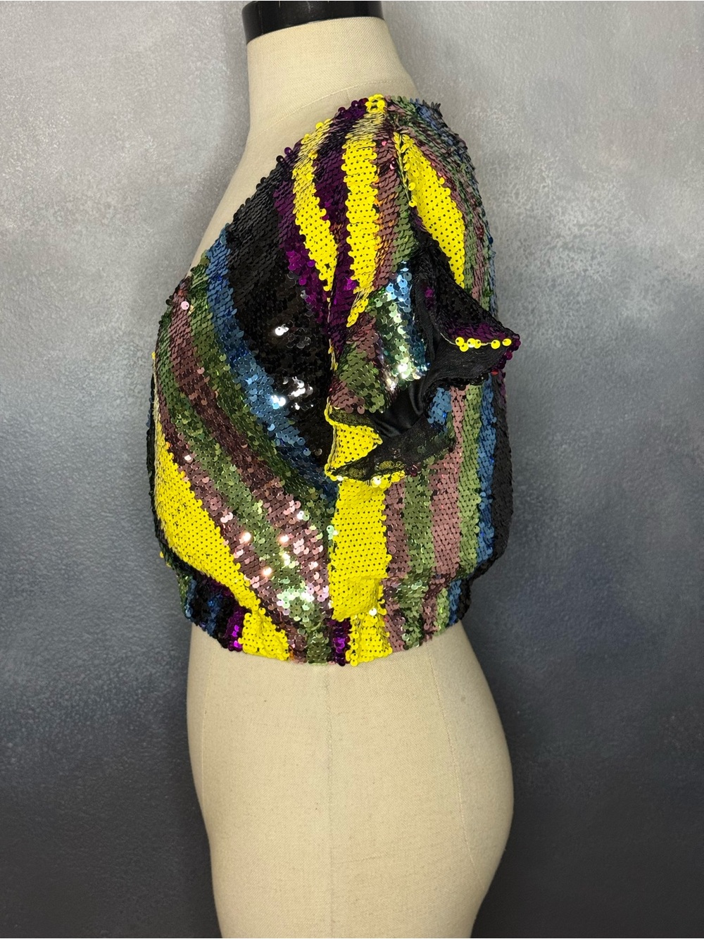 NWT Rdalamal for Anthropologie Sequin Cropped Wrap Top XS Petite - Picture 5 of 9